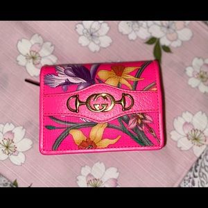 Gucci Flora Neon Pink Card Case wallet